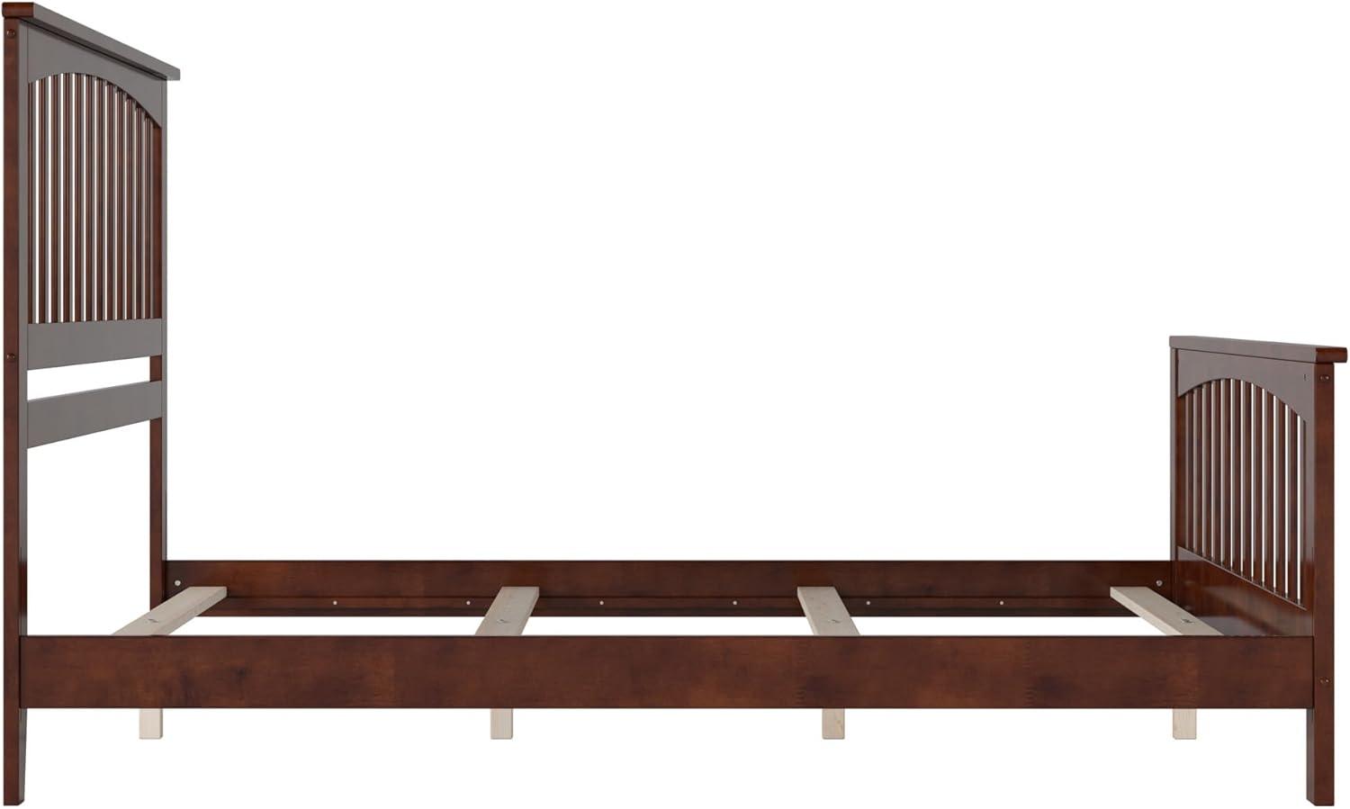 Brooklyn Queen Wood Foundation Bed with Matching Footboard in Walnut