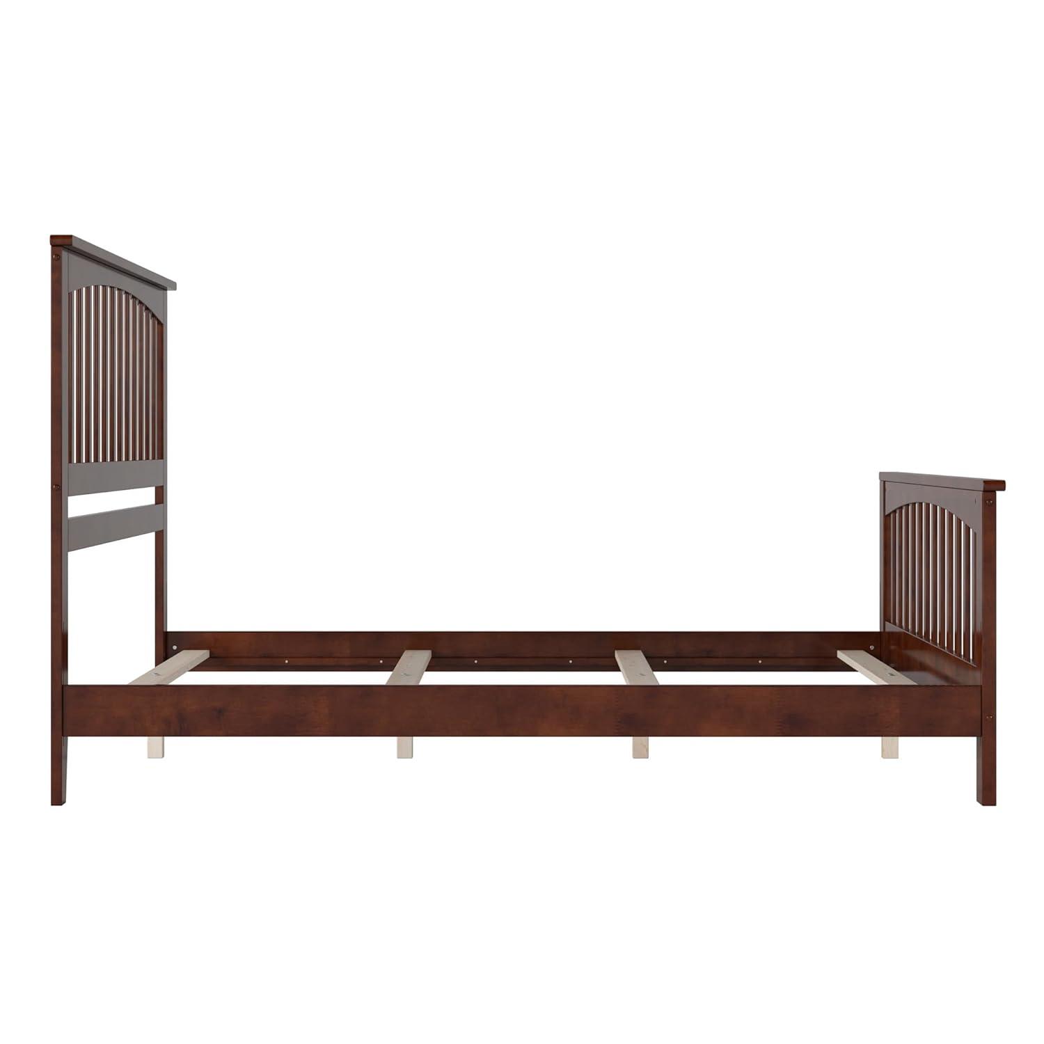 Brooklyn Queen Wood Foundation Bed with Matching Footboard in Walnut