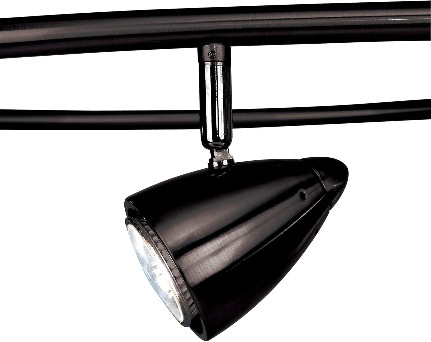 Pro Track Salazar S-Wave 6-Head LED Ceiling Track Light Fixture Kit Spot Light GU10 Adjustable Black Metal Modern Kitchen Bathroom Dining 54" Wide