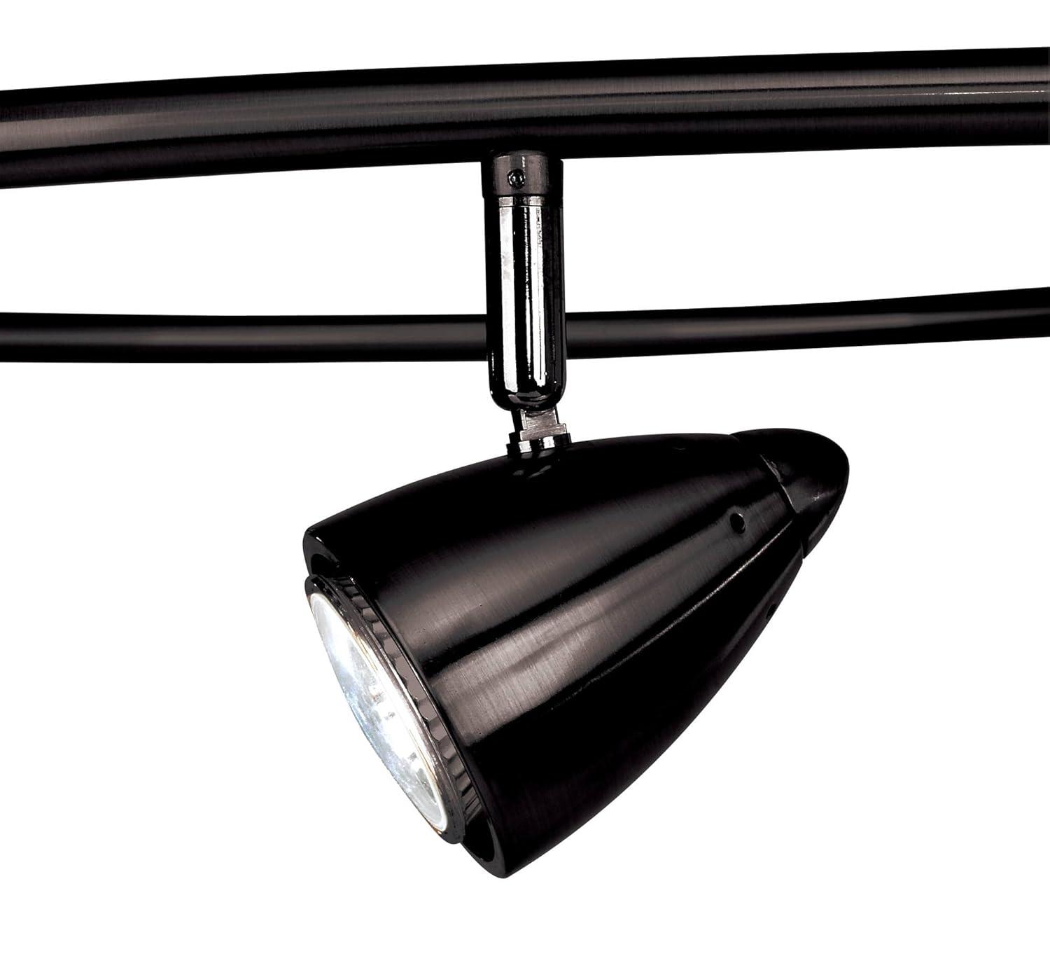 Pro Track Salazar S-Wave 6-Head LED Ceiling Track Light Fixture Kit Spot Light GU10 Adjustable Black Metal Modern Kitchen Bathroom Dining 54" Wide