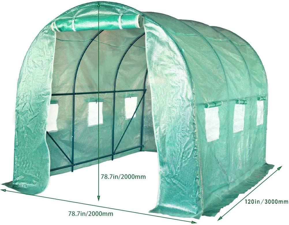 BestMassage - 118" x 77" x 76" - Green - Large Portable Walk-In Greenhouse