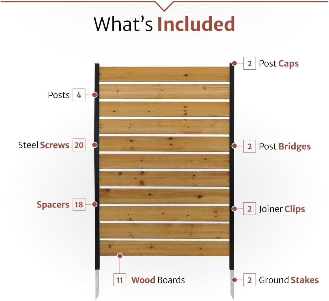 Enclo 5ft H x 3.2ft W (1 Panel) No Dig Enclo Concord Cedar Wood Privacy Screen, Great to Hide Trash Cans, Decorative Patio Privacy Screen, Outdoor Privacy Fence Panel, Air Conditioner Fence, EC18022