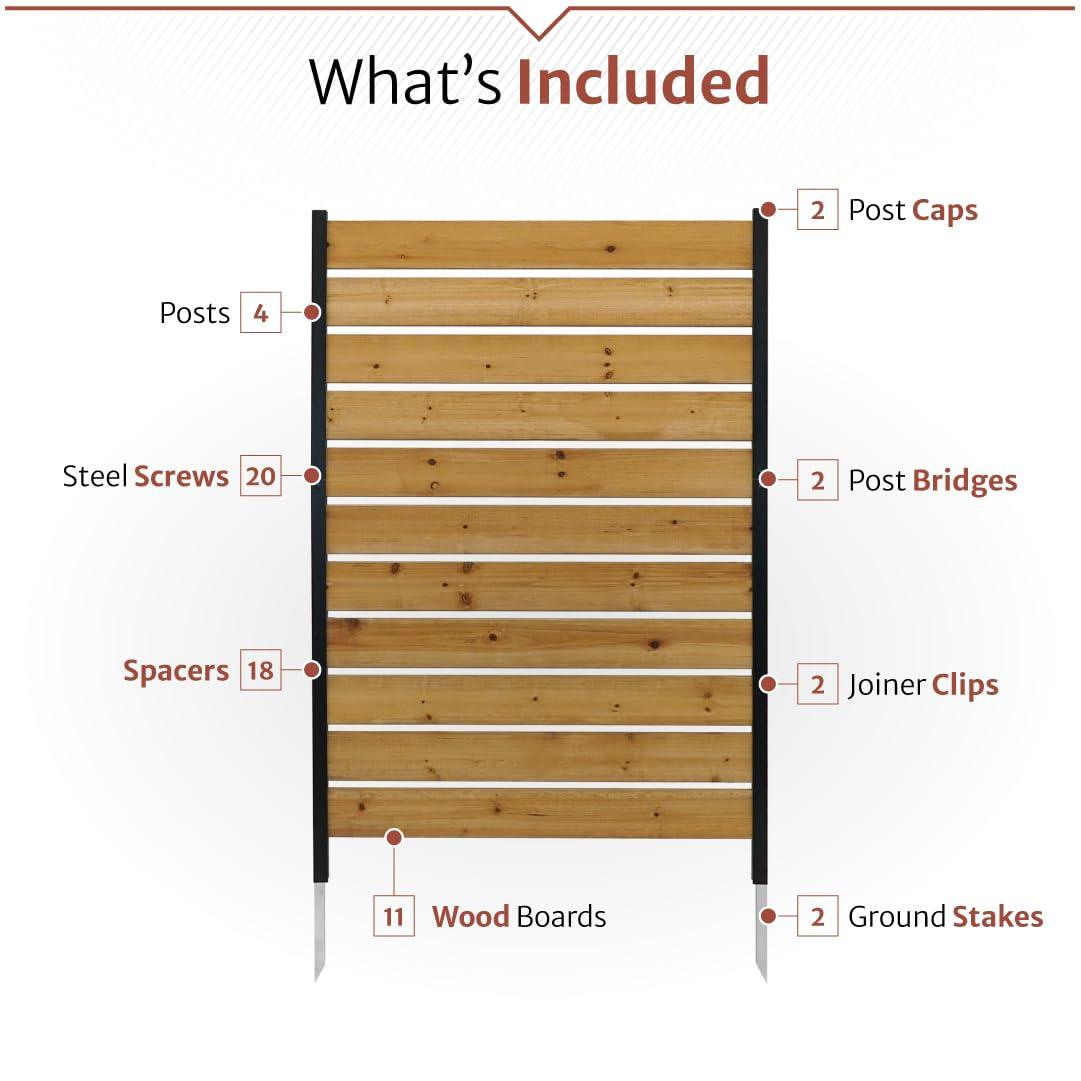 Enclo 5ft H x 3.2ft W (1 Panel) No Dig Enclo Concord Cedar Wood Privacy Screen, Great to Hide Trash Cans, Decorative Patio Privacy Screen, Outdoor Privacy Fence Panel, Air Conditioner Fence, EC18022
