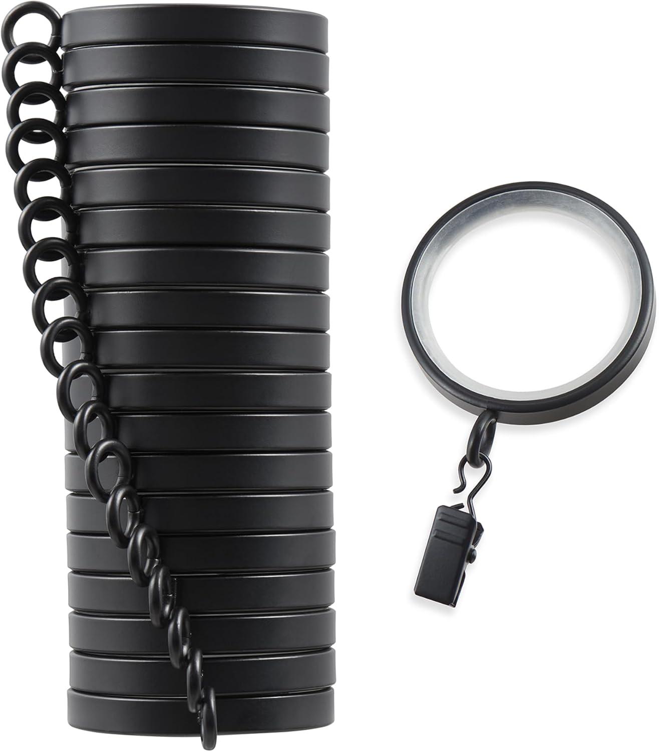 MODE Cambria Designer Series 2 inch Premium Easy Glide Metal Curtain Rings with Smooth, Quiet Nylon Inserts