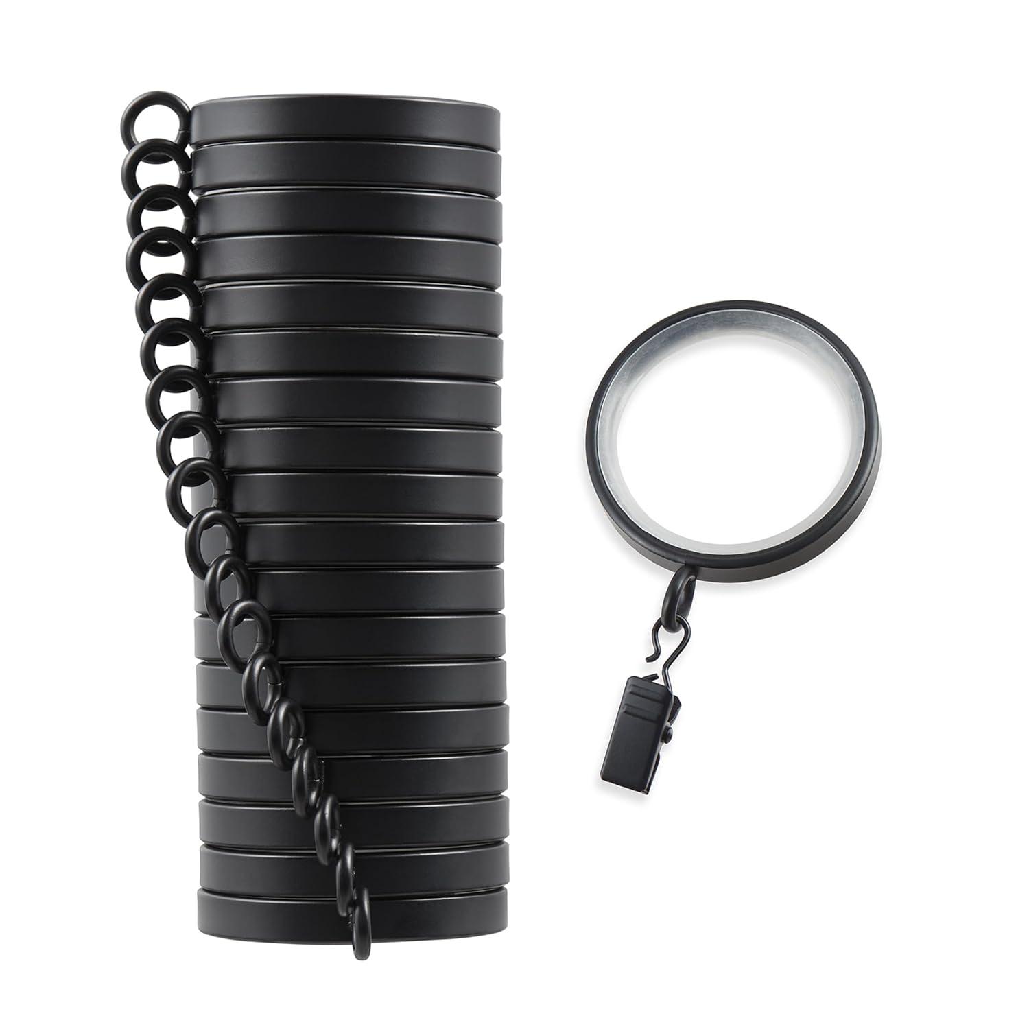 MODE Cambria Designer Series 2 inch Premium Easy Glide Metal Curtain Rings with Smooth, Quiet Nylon Inserts