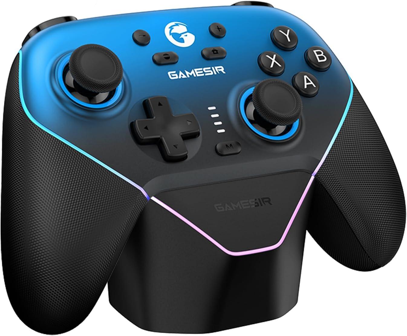 GameSir Super Nova Wireless Gaming Controller for PC/Switch/iOS/Android, Hall Effect Stick & Trigger, Rubberized Grips, RGB Lighting, Swappable ABXY, Detachable Faceplate, 1000mAh with Charging Dock