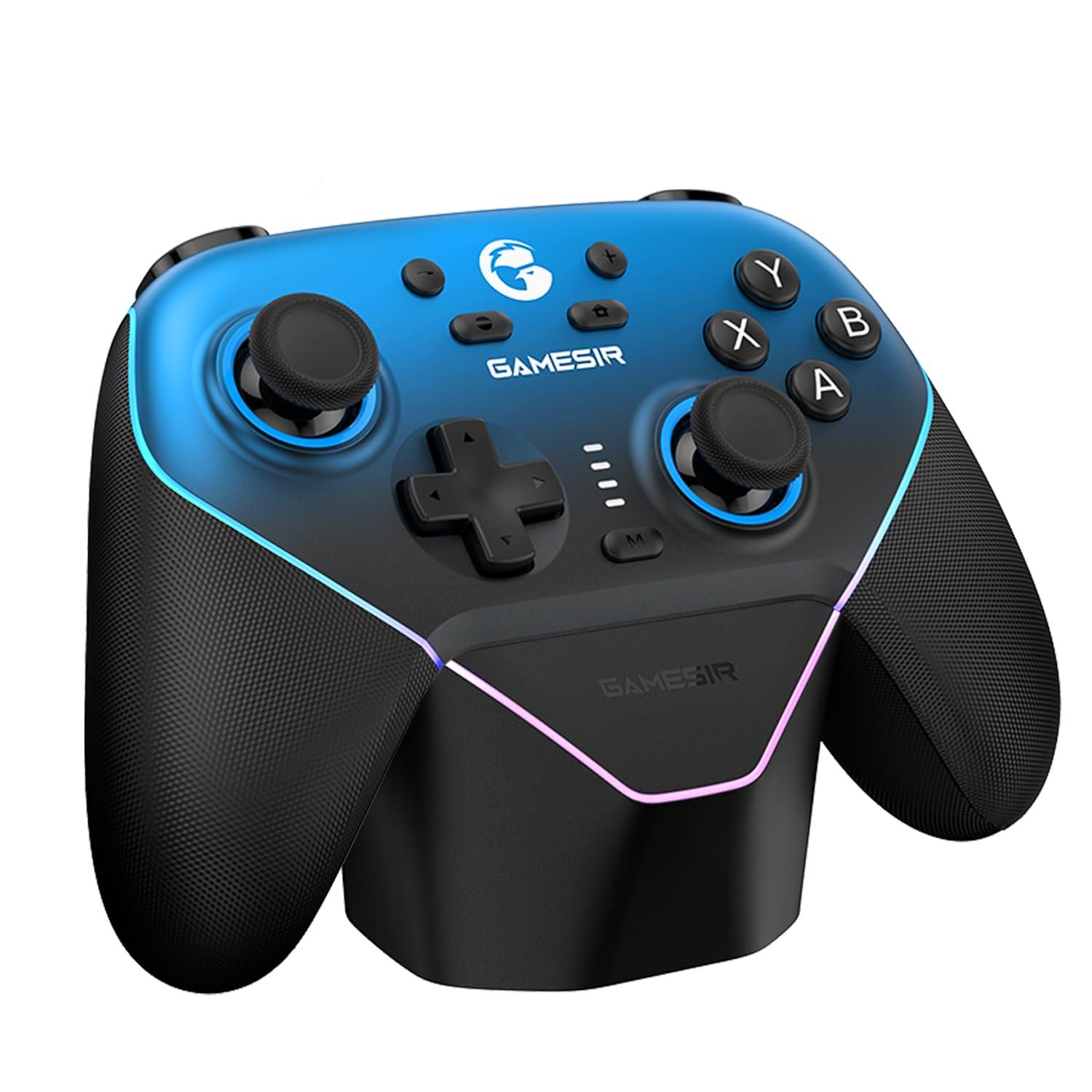 GameSir Super Nova Wireless Gaming Controller for PC/Switch/iOS/Android, Hall Effect Stick & Trigger, Rubberized Grips, RGB Lighting, Swappable ABXY, Detachable Faceplate, 1000mAh with Charging Dock