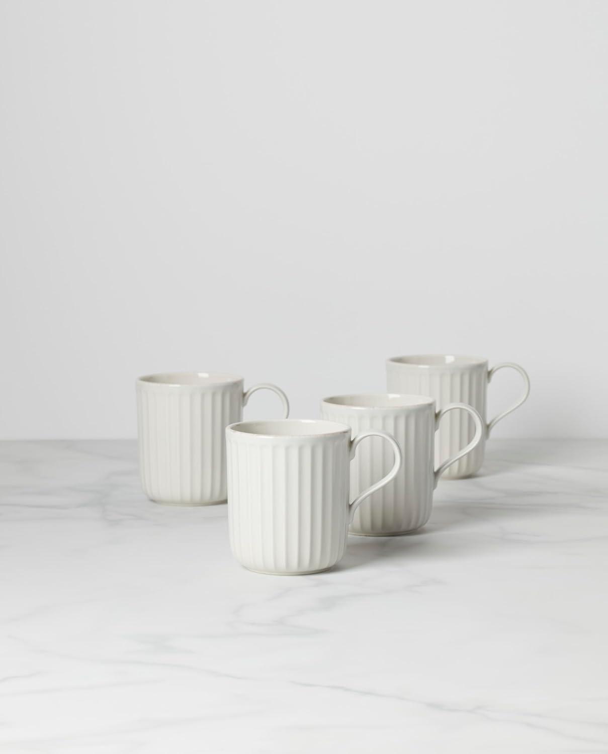 French Perle Scallop 4-Piece Mug Set