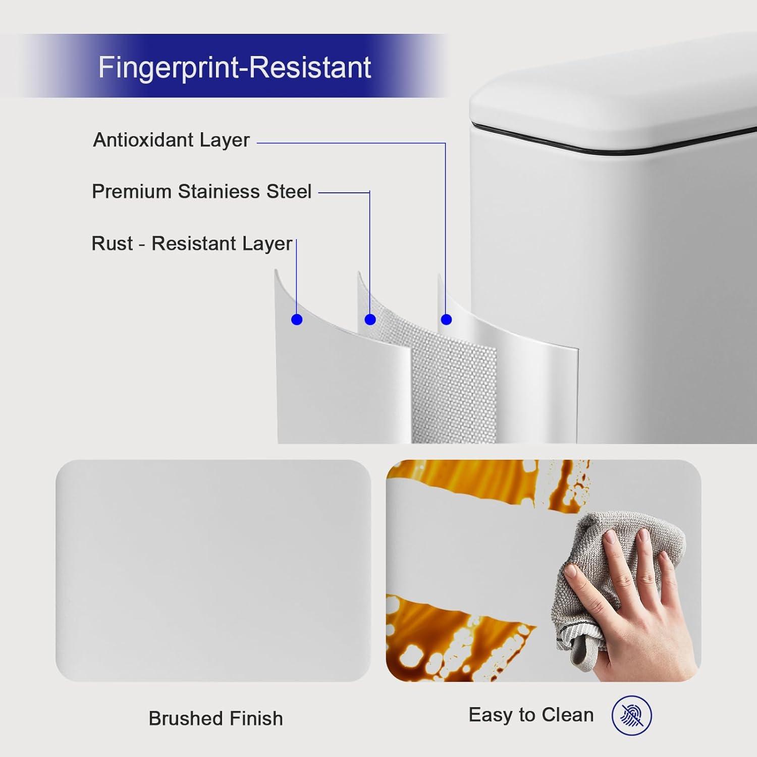 FDW Bathroom Trash Can With A Lid 1.3 Gallon  (5 L) Small Trash Bin Step Pedal Garbage Can With Removable Bucket Slim For Small Spaces For Bathroom,Bedroom,Kitchen,Office