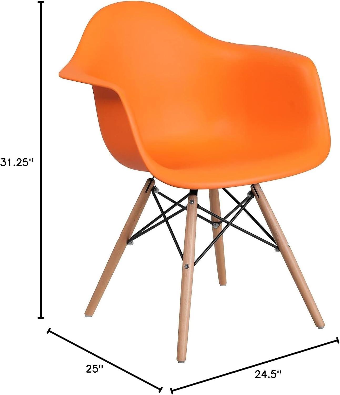 Flash Furniture Alonza Series Plastic Chair with Arms and Wooden Legs