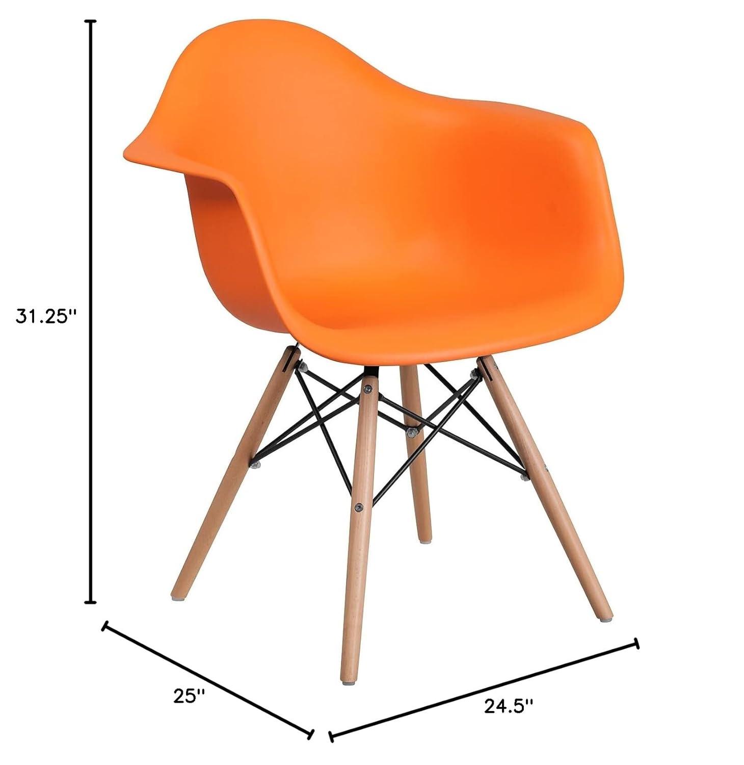Flash Furniture Alonza Series Orange Plastic Chair with Wooden Legs