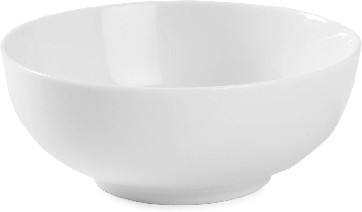 White Ceramic Round Soup and Cereal Bowls, Set of 4