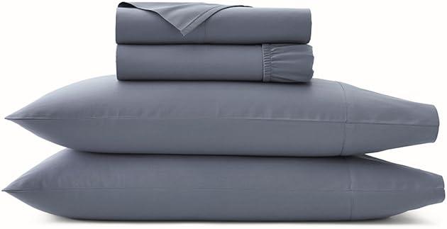 Twin Pewter Organic Cotton Percale Sheet Set