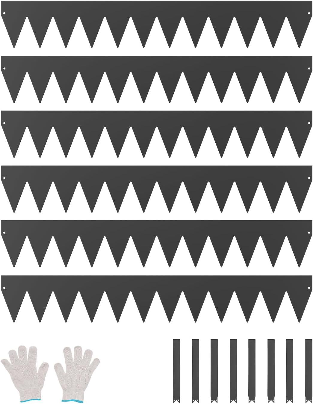 KFFKFF 6 PCS Metal Landscape Edging 40" L x 8" H Galvanized Steel Garden Border Flexible Hammer-In Outdoor Landscaping Edge with 8 Clips for Lawn, Garden, Walkway, Yard (Black)