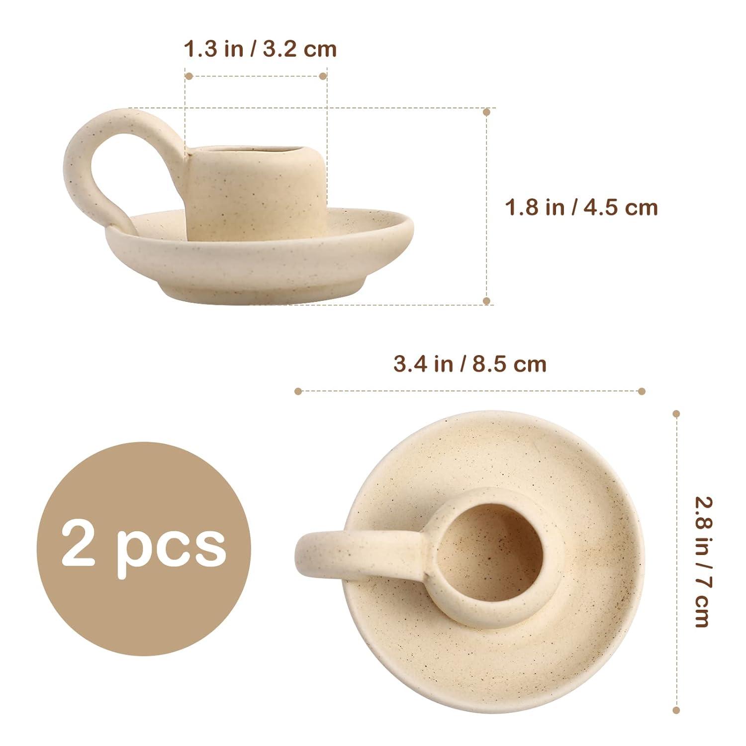 2Pcs Ceramic Candlestick Nordic Style Candleholder Desktop Candle Stand