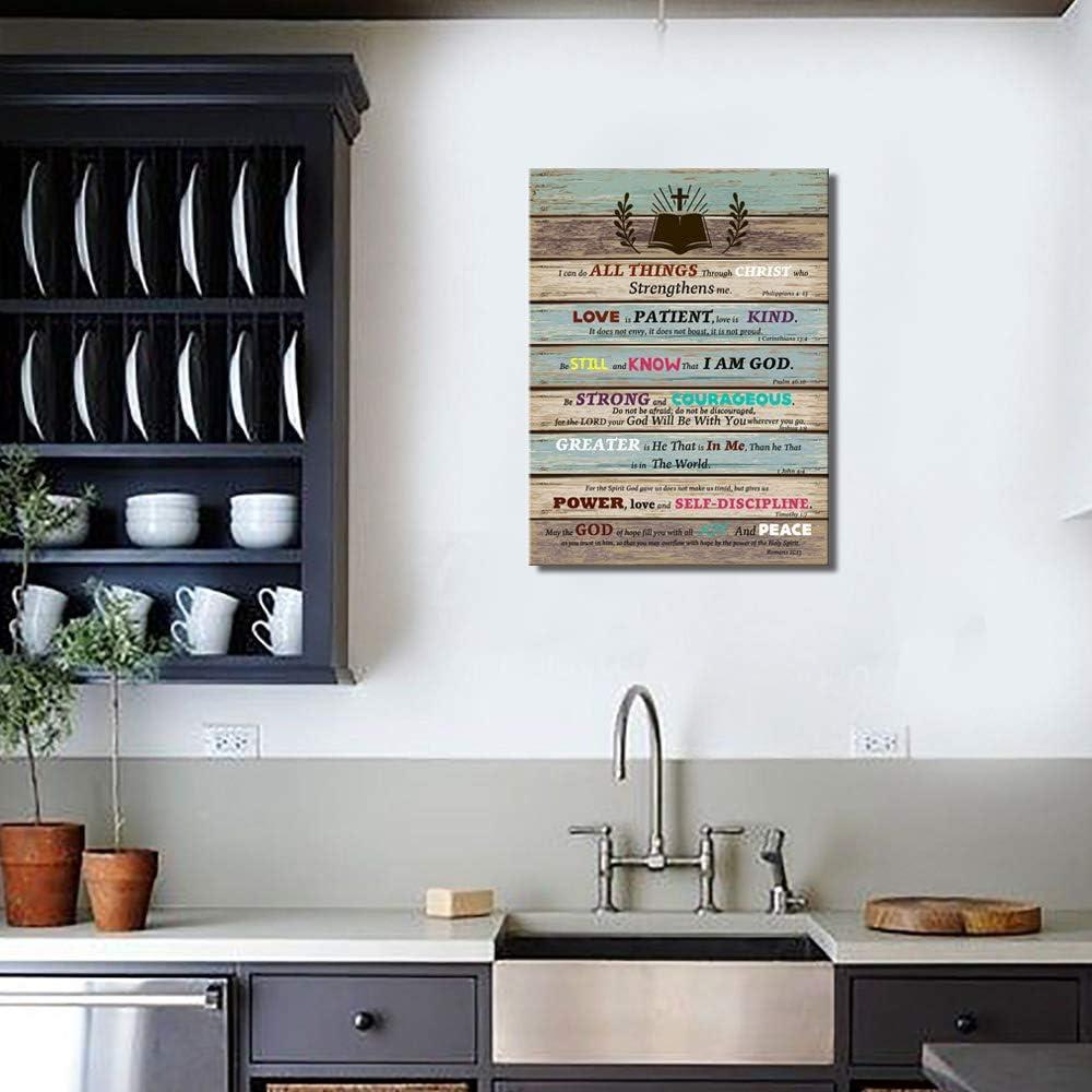 Rustic Farmhouse Bible Verse Canvas Wall Art