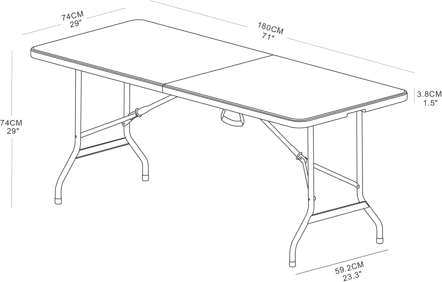 Platinum and Charcoal 6' Folding Table with Steel Legs