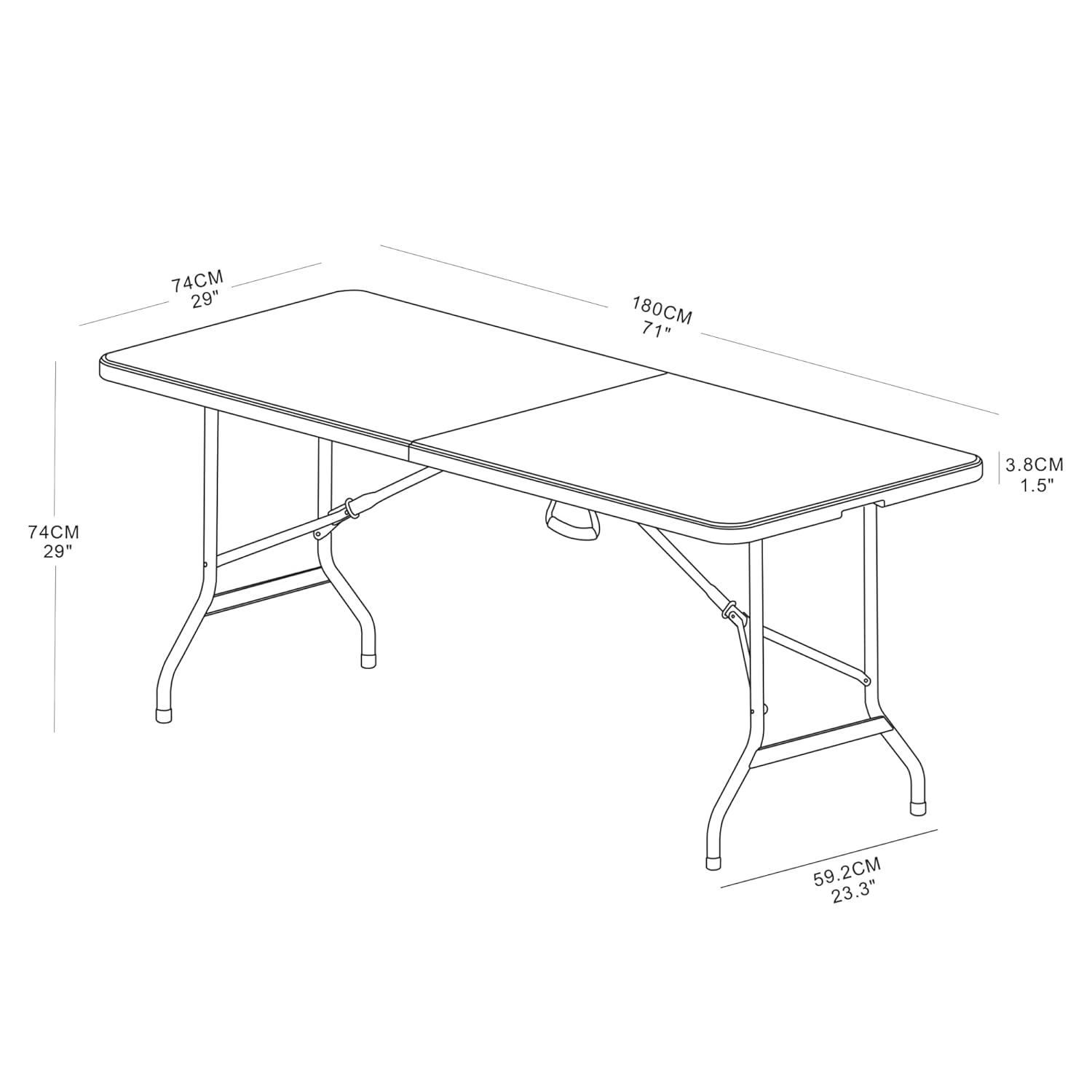 Platinum and Charcoal 6' Folding Table with Steel Legs