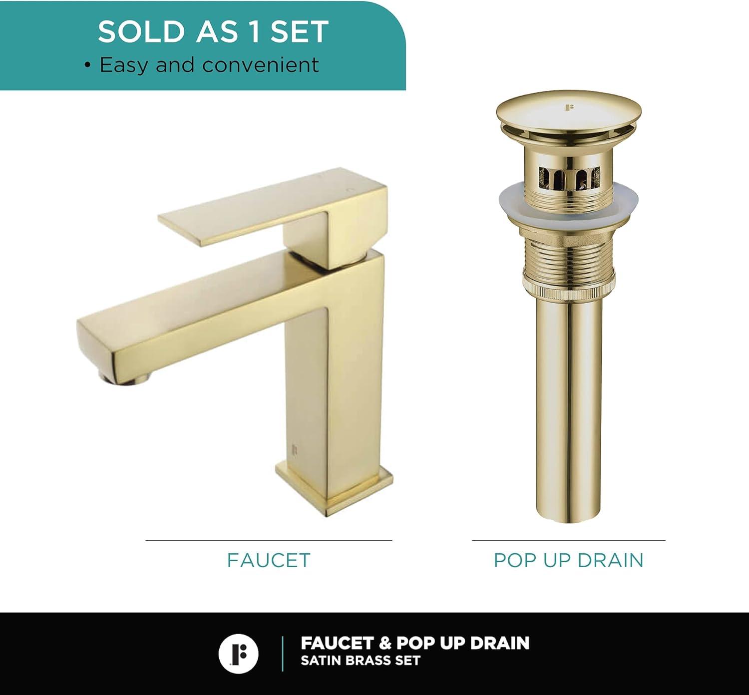 Fine Fixtures Single Hole Bathroom Faucet with Pop-up Drain and Strainer Basket FAM3PC