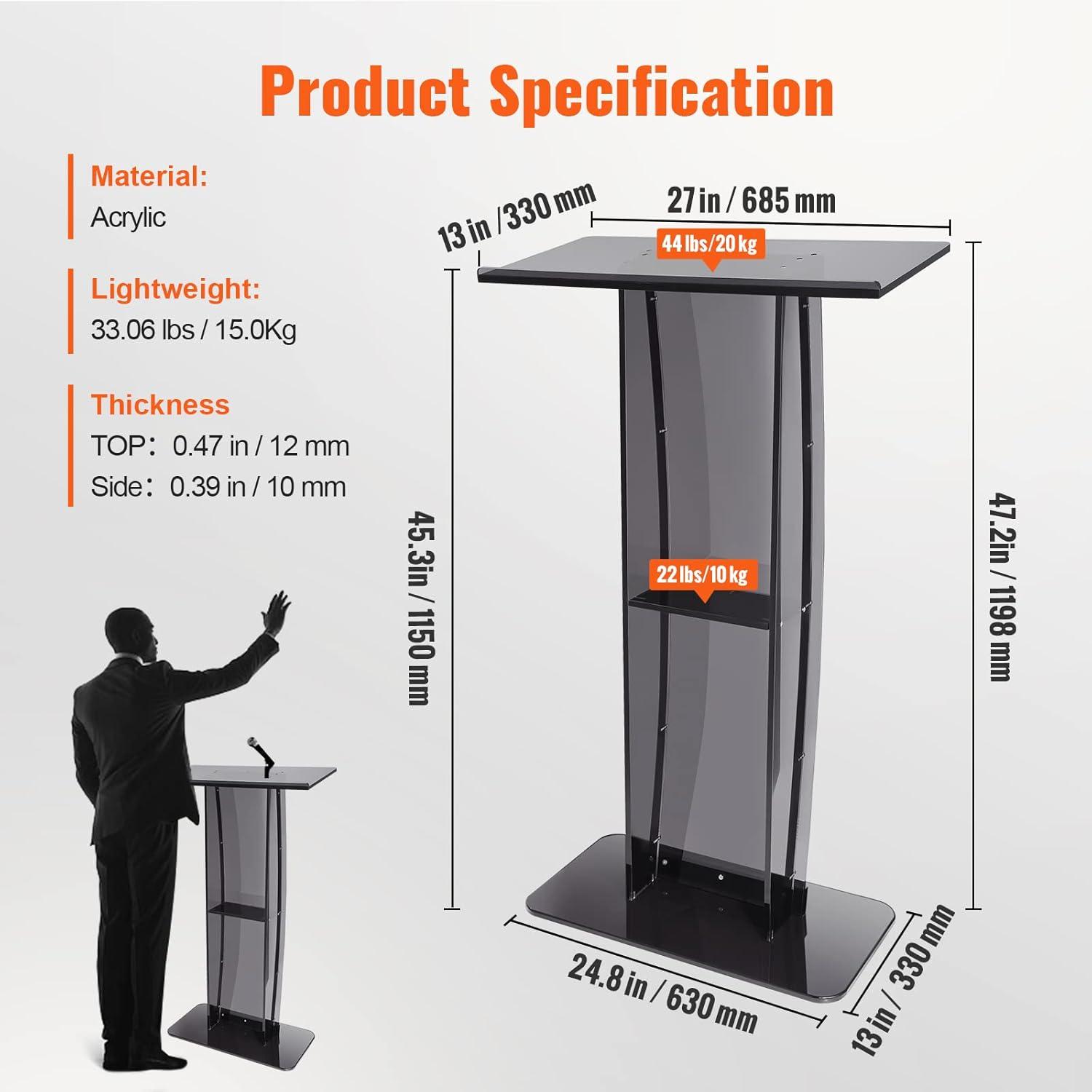 VEVOR 47.2'' Bamboo Full Podium