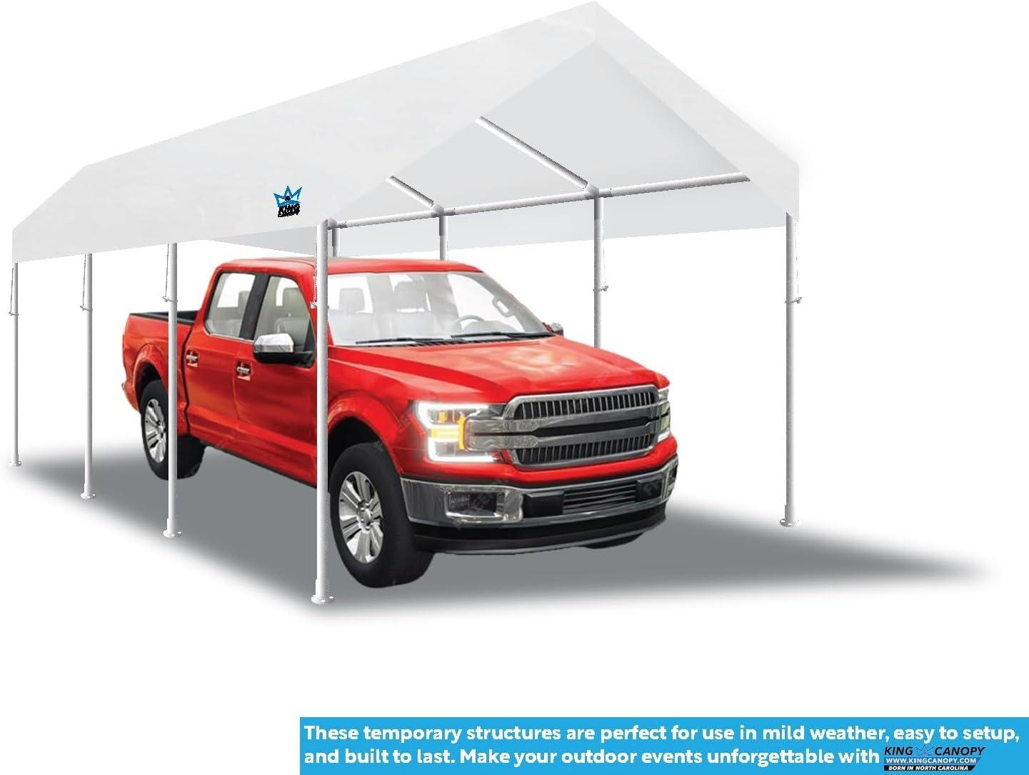 King Canopy Hercules 18ft x 27ft, 2-Inch Hammertone Steel Frame w/ buttons, 10-Leg Carport