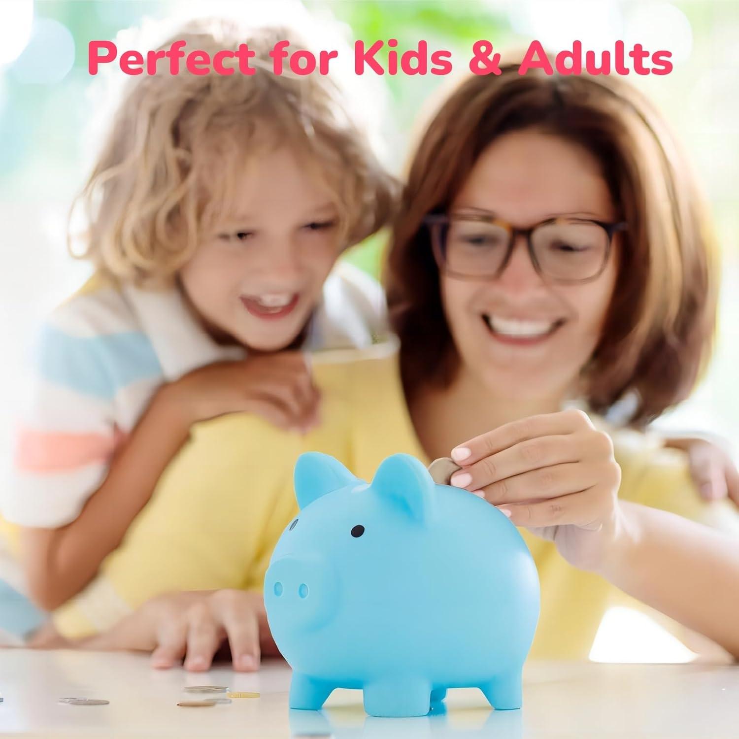 Piggy Bank for Sbrvaniy Piggy Coin Banks for Boys and Girls My First Unbreakable Plastic Money Bank S/M/L Size Decoration Savings Christmas, Easter, Birthday Gift