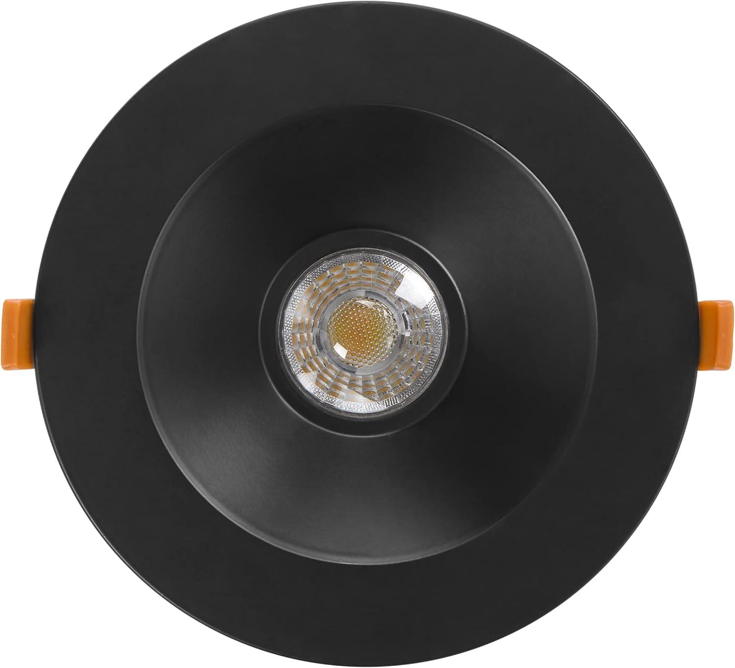 Maxxima 6” Ultra-Thin Recessed Anti-Glare LED Downlight, Canless IC Rated, 1200 Lumens, 5 Color Temperature Select 2700K/3000K/3500K/4000K/5000K, Dimmable, Black Trim, 90 CRI, 5CCT Slim J-Box Included