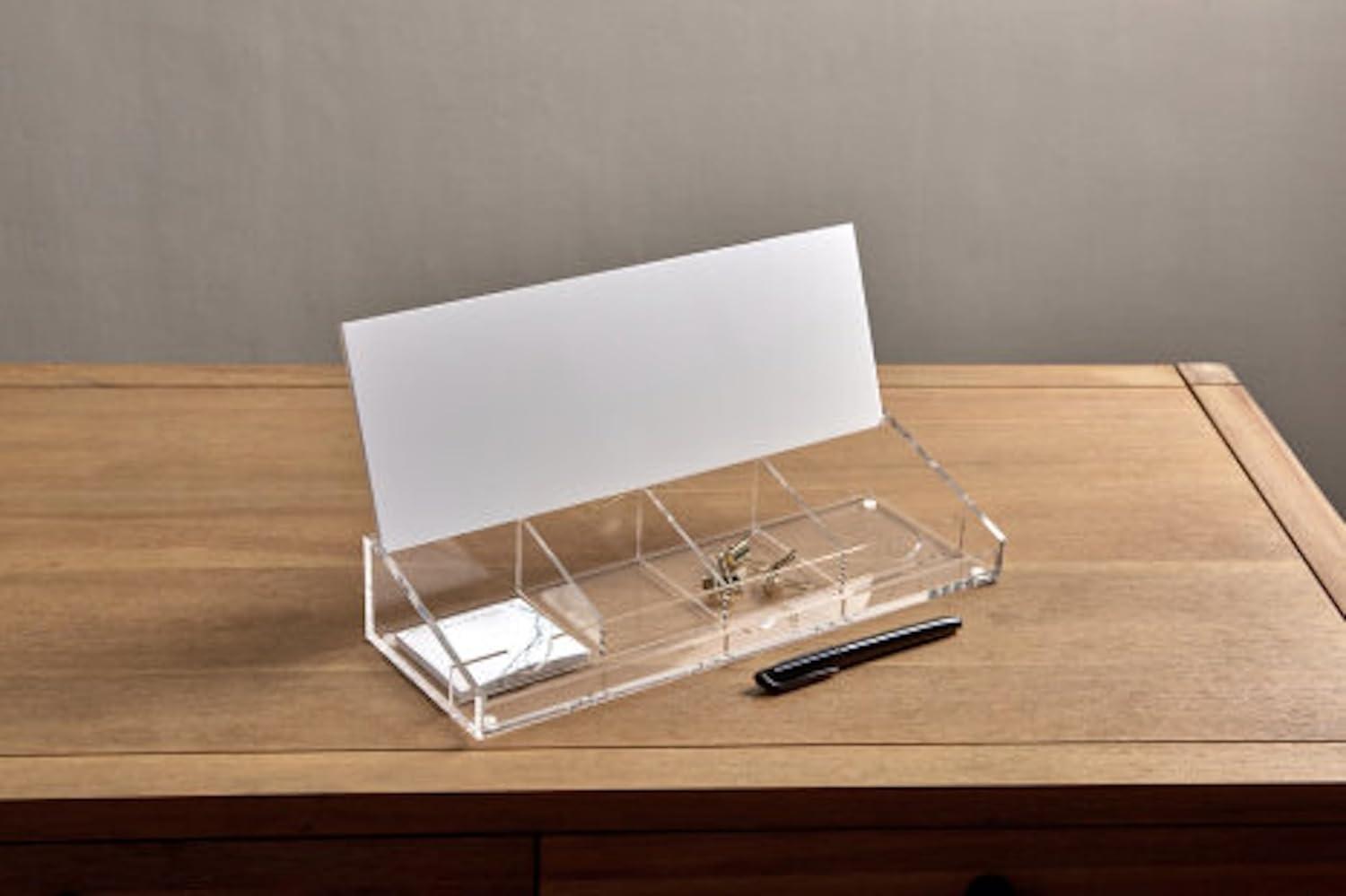 Clear Acrylic Dry Erase Desktop Organizer with Compartments
