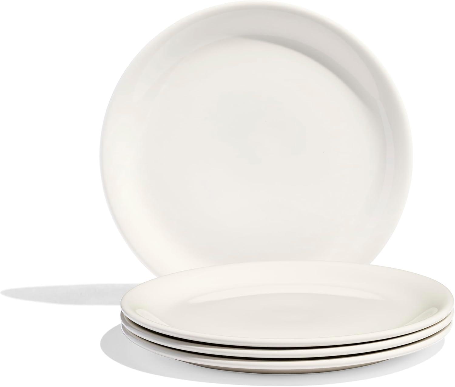 Made In Cookware - Set of 4 - Bread and Butter Plates - White With Navy Rim - Porcelain - Made in England