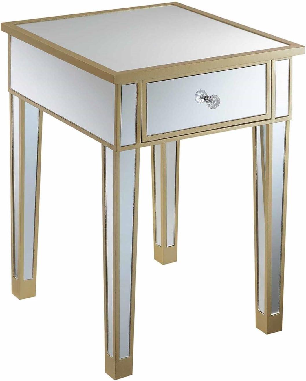 Convenience Concepts Gold Coast Mirrored End Table with Drawer, Multiple Colors