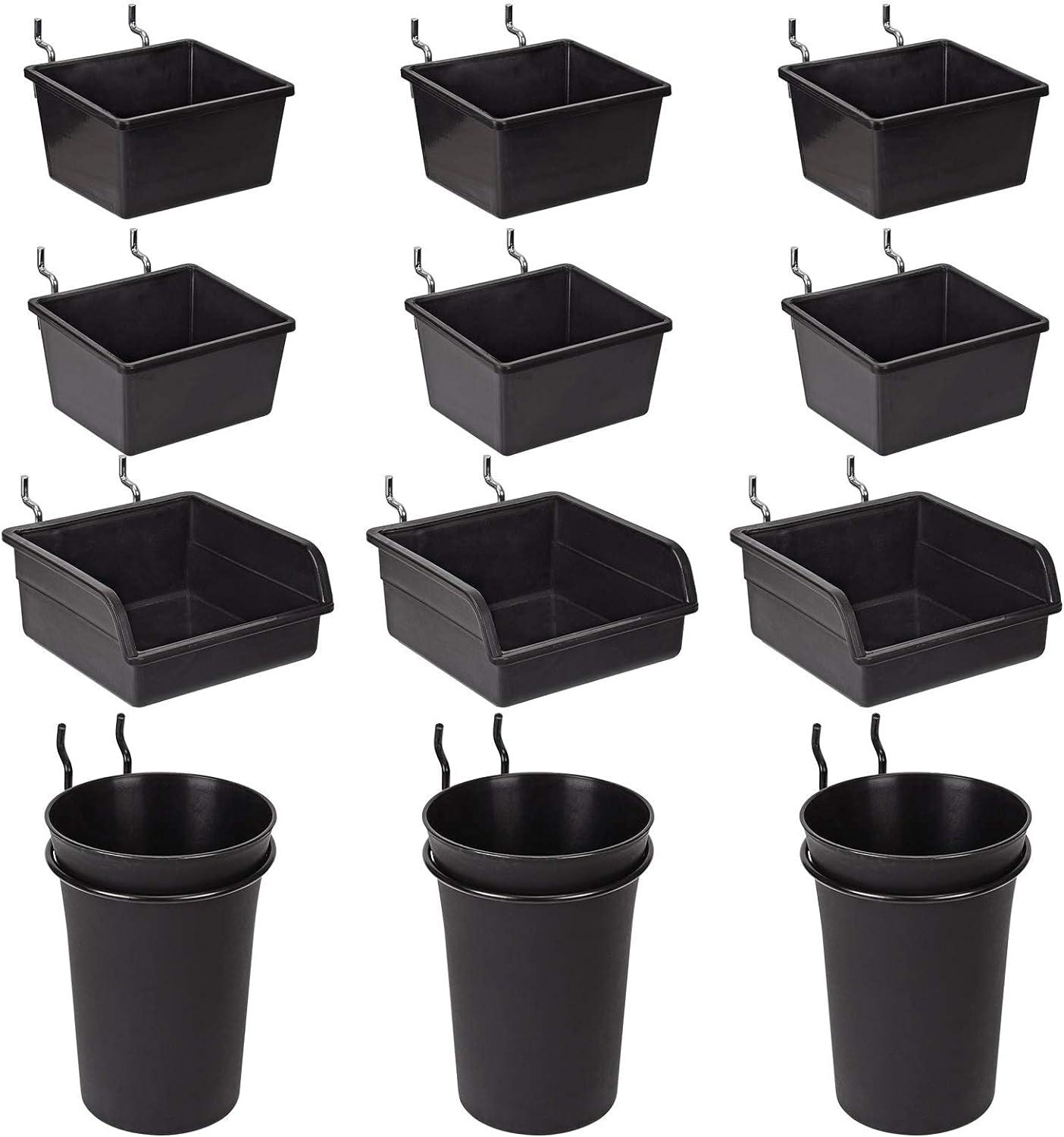 G.Core 12-Pack Pegboard Bins & Cups with Hooks, Plastic Peg Board Accessories for Organizing Tools