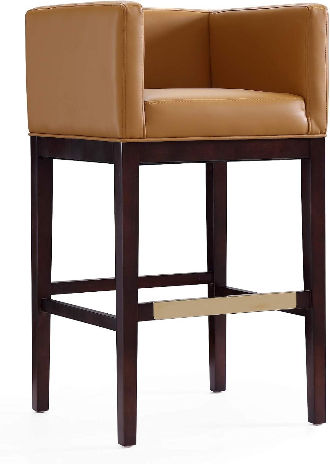 Set of 2 Kingsley Upholstered Beech Wood Barstools Camel - Manhattan Comfort