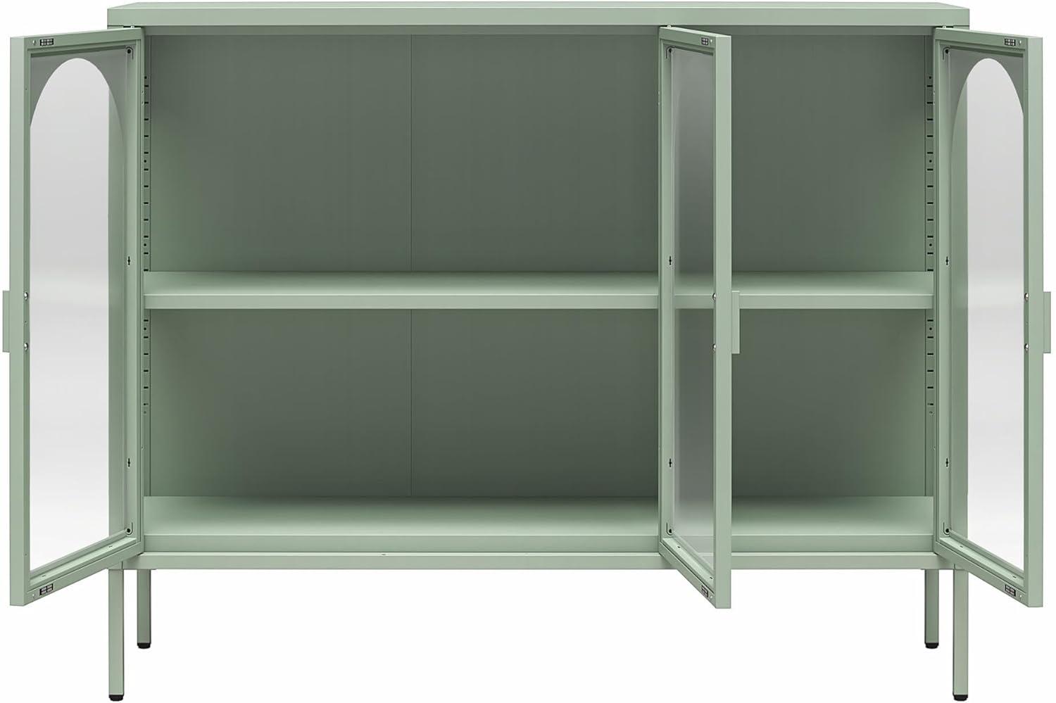 CosmoLiving by Cosmopolitan Chloe Metal Accent Cabinet With 3 Arched Glass Doors