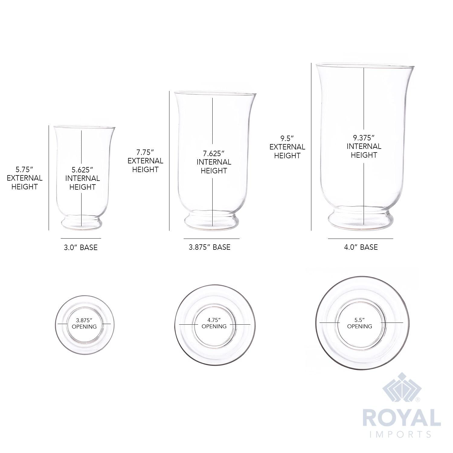 Royal Imports Hurricane Pillar Candle Holder, Clear Glass Flower Vase, Terrarium Planter, Decorative Centerpiece - Use for Floating Tealights, Wedding, Home Display, Holiday - 3 Pc Set, 6", 8" 10"
