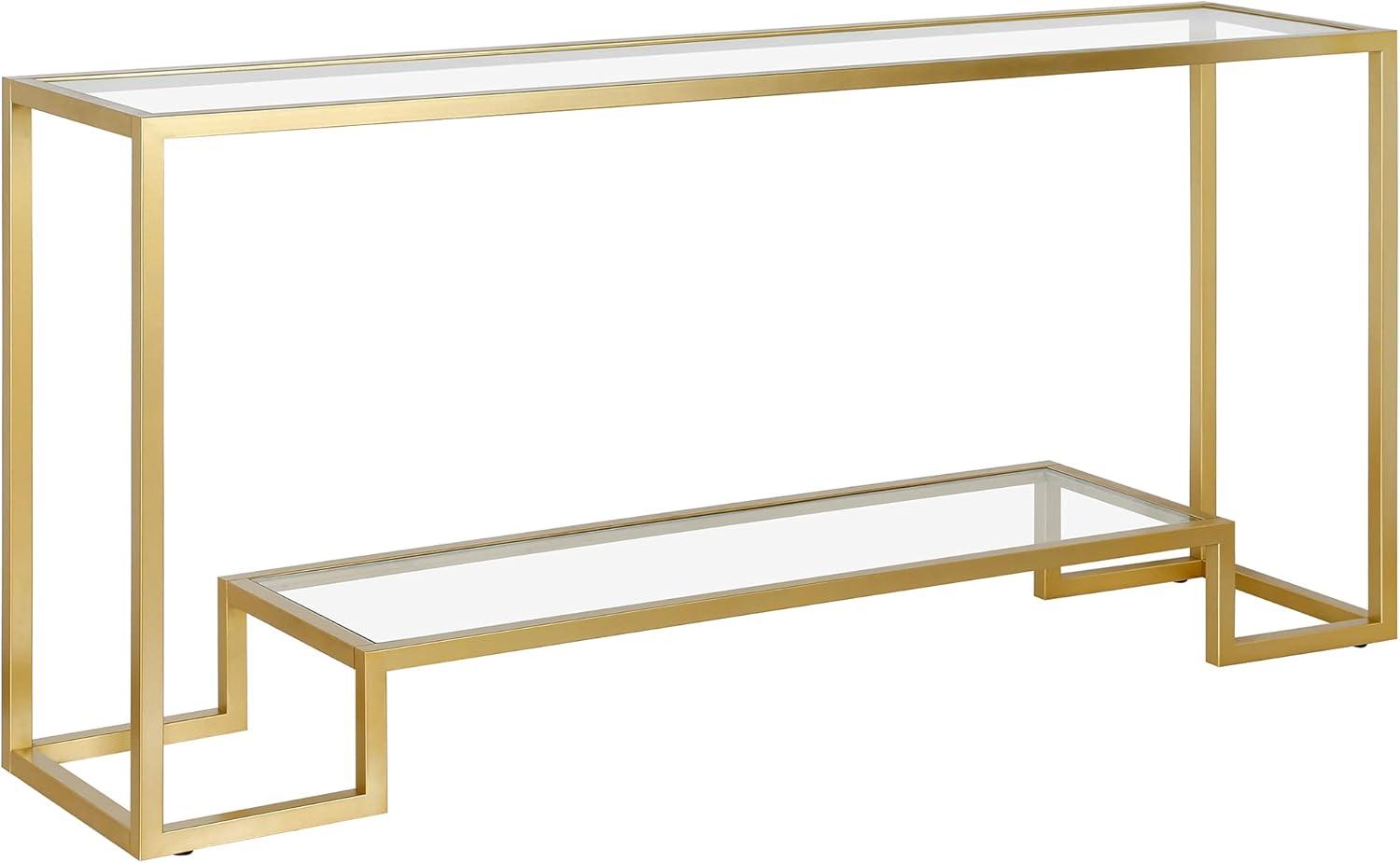 Evelyn&Zoe Athena 64" Wide Rectangular Console Table, Gold