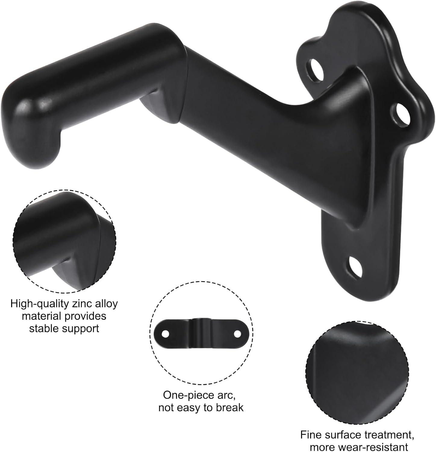 Design House 2.91" H x 2.2" W x 1.26" D Standard Handrail Bracket Heavy Duty Hardware for Stairways in Home or Office, Matte Black (Set of 5)