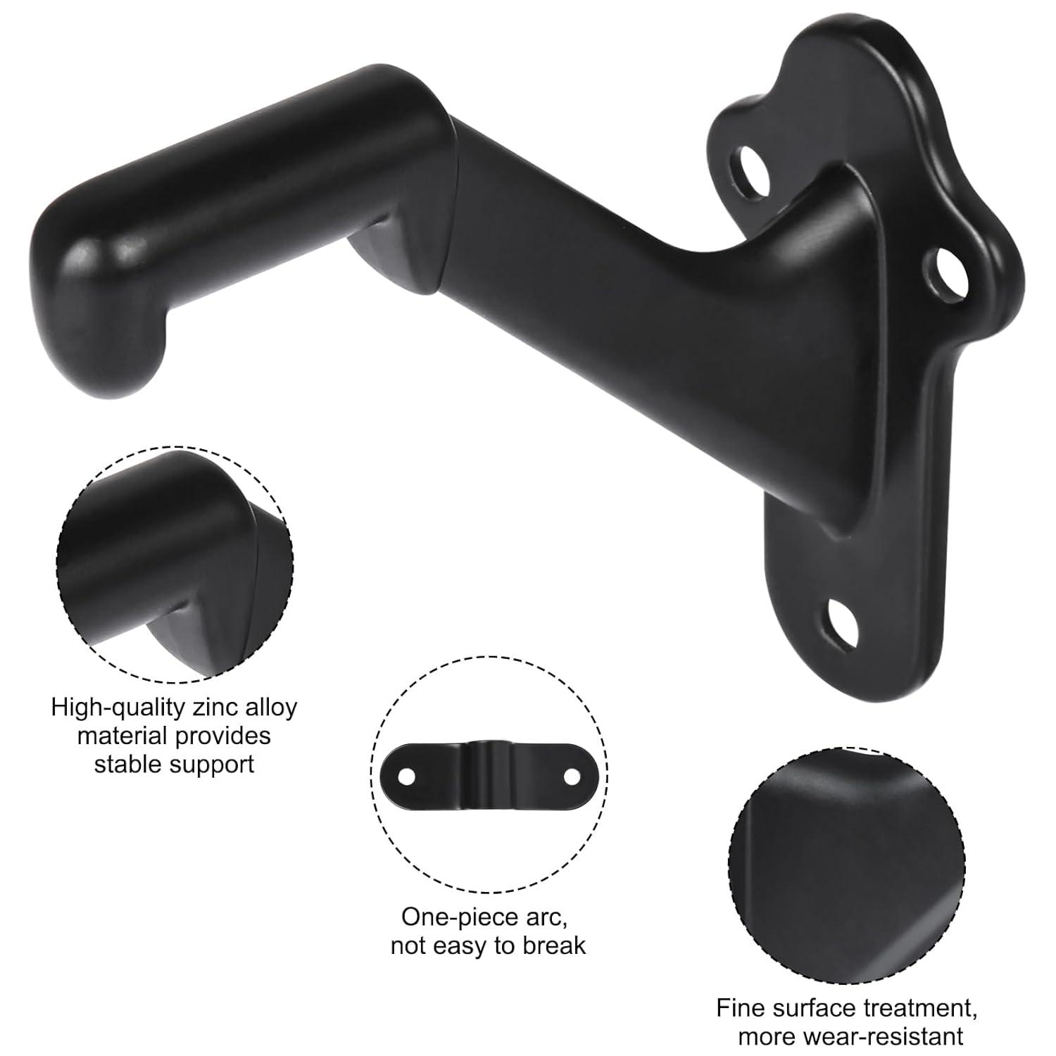 Design House 2.91" H x 2.2" W x 1.26" D Standard Handrail Bracket Heavy Duty Hardware for Stairways in Home or Office, Matte Black (Set of 5)