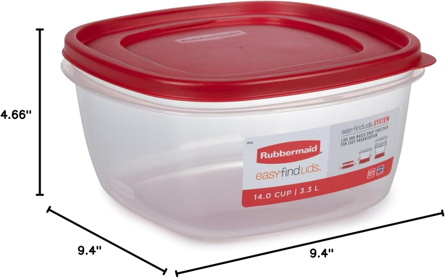 Clear BPA-Free 14-Cup Food Storage Container Set with Red Lids