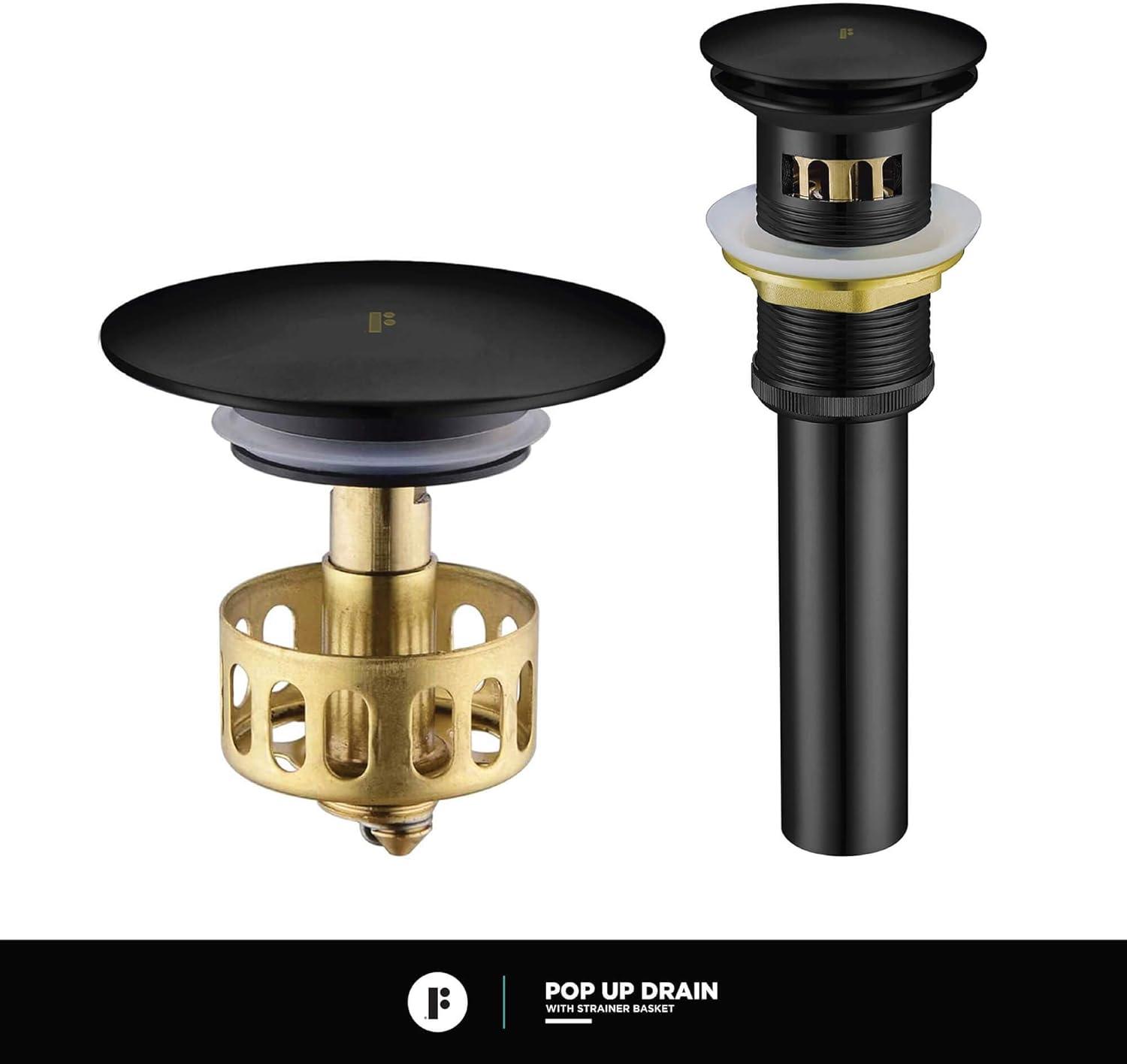 Single Hole Bathroom Faucet with Pop-up Drain and Strainer Basket