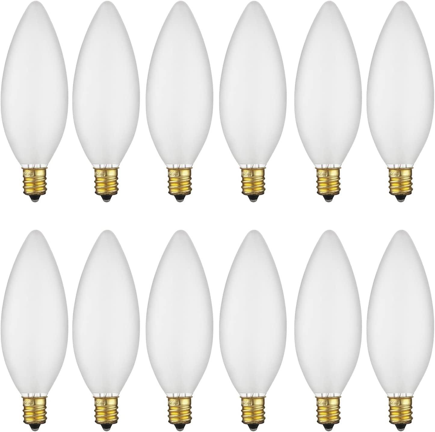 15W Frosted Incandescent Petite Chandelier Bulbs, 12-Pack