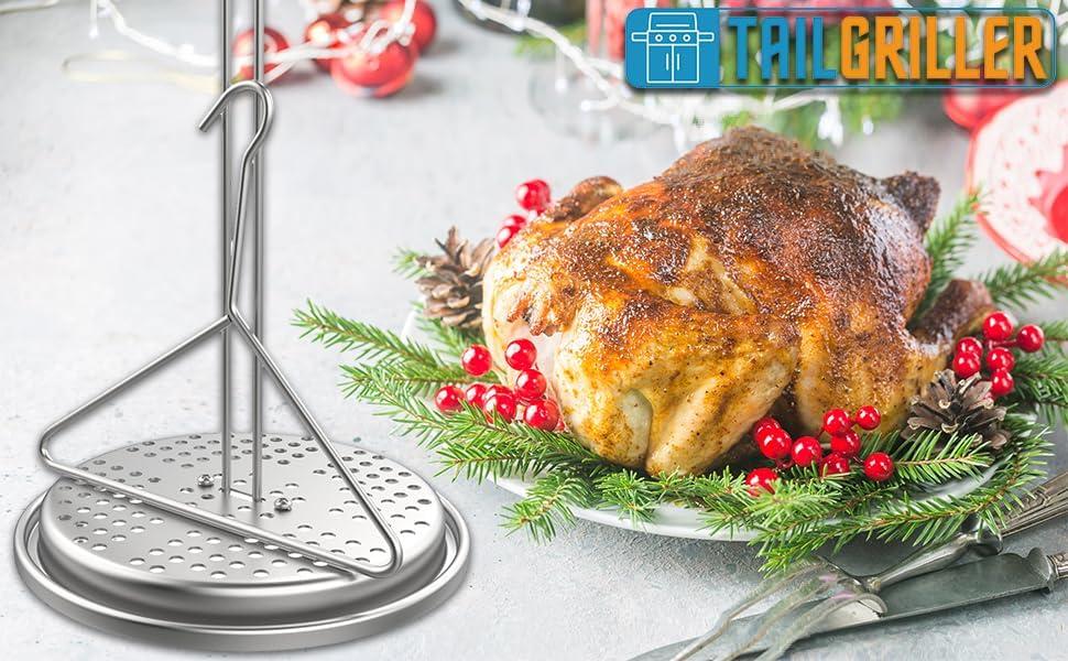 DELSbbq Turkey Fryer Stand Kit Wire Handle Lifter Hook, Perforated Turkey Fryer Hook and Stand Set Turkey Chicken Fryer Accessory Kit with for Poultry Deep Frying Pot