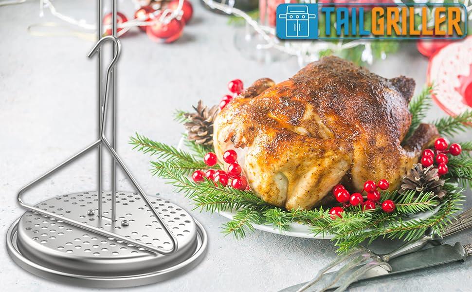 DELSbbq Turkey Fryer Stand Kit Wire Handle Lifter Hook, Perforated Turkey Fryer Hook and Stand Set Turkey Chicken Fryer Accessory Kit with for Poultry Deep Frying Pot