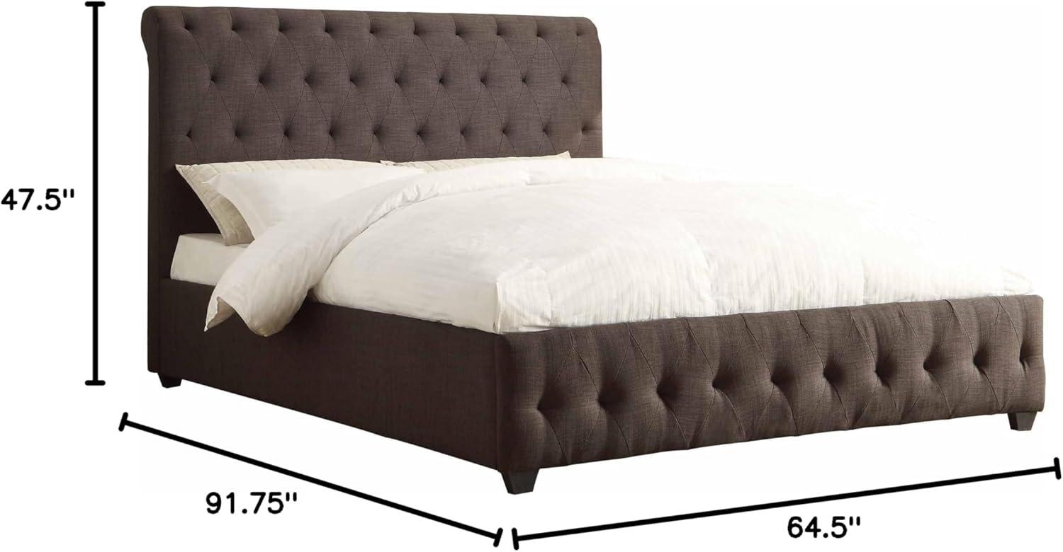 Homelegance 5789N-1 Tufted Queen Size Upholstered Bed, Dark Grey Fabric