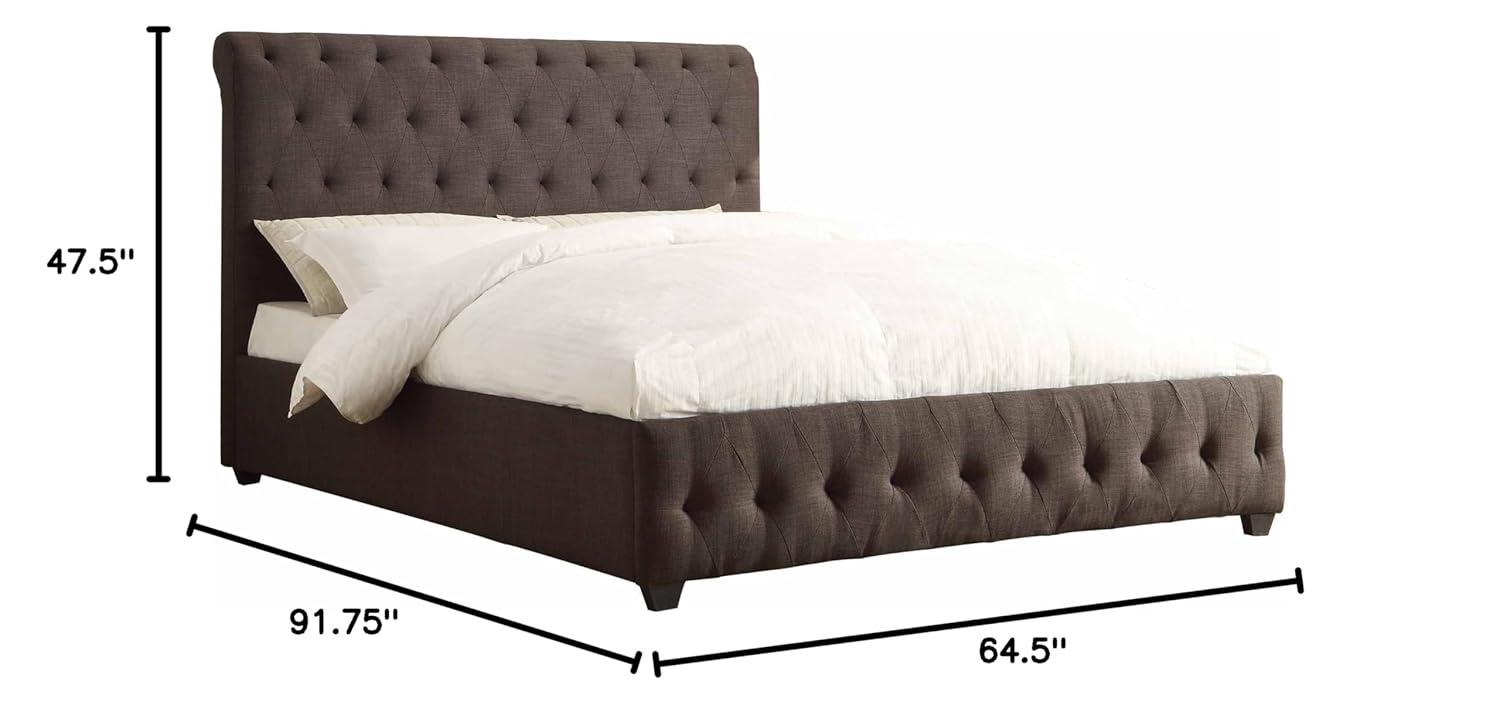 Homelegance 5789N-1 Tufted Queen Size Upholstered Bed, Dark Grey Fabric