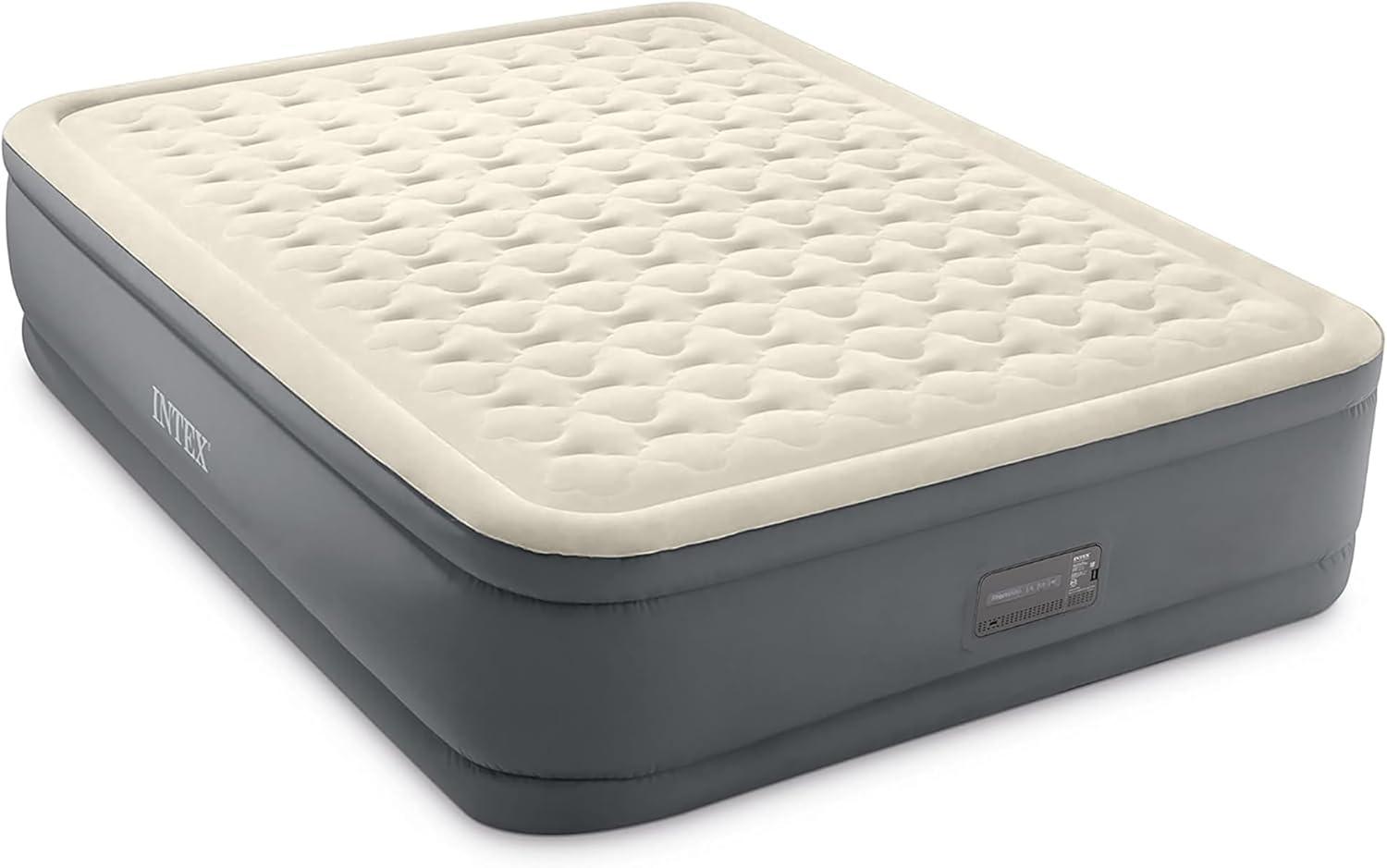 Intex: PremAire II Elevated Airbed - Queen - Gray, 18" Inflatable Air Mattress, Built-in Electric Pump, Firmness Control Button, 600lb Cap, 64925ED