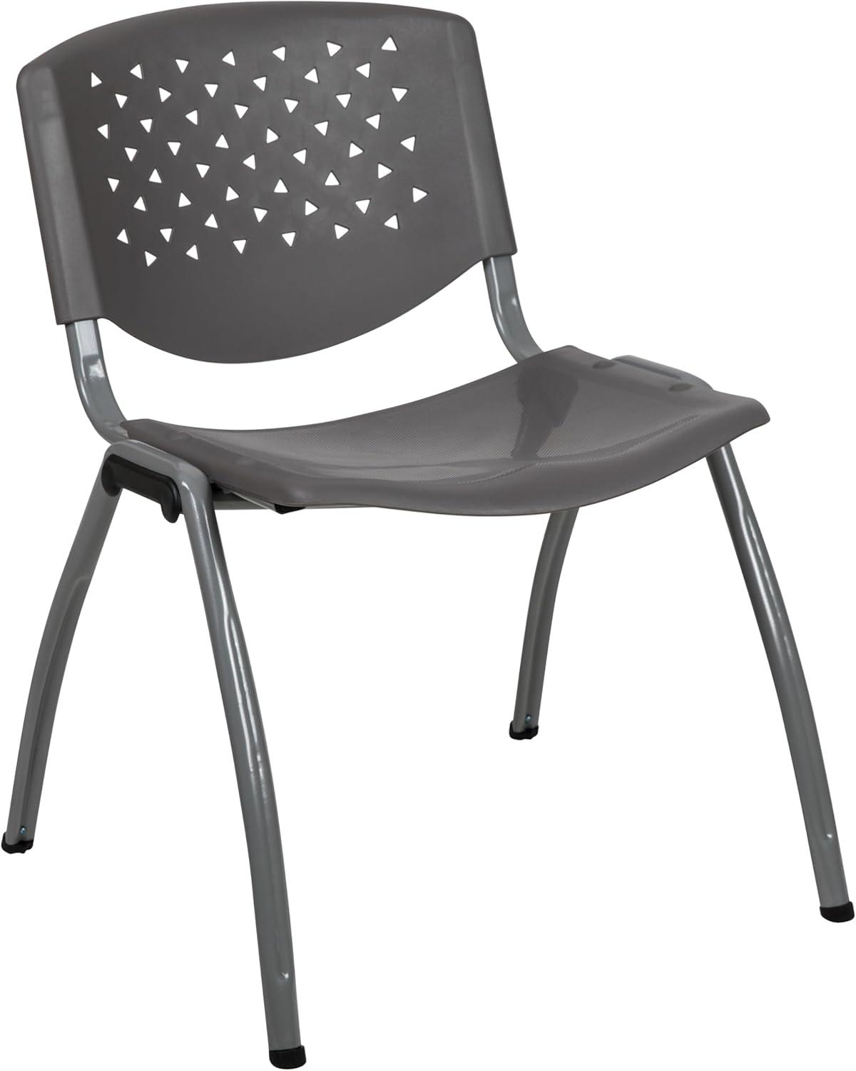 Flash Furniture Memphis 880 lb. Capacity Plastic Stack Chair with Powder Coated Frame