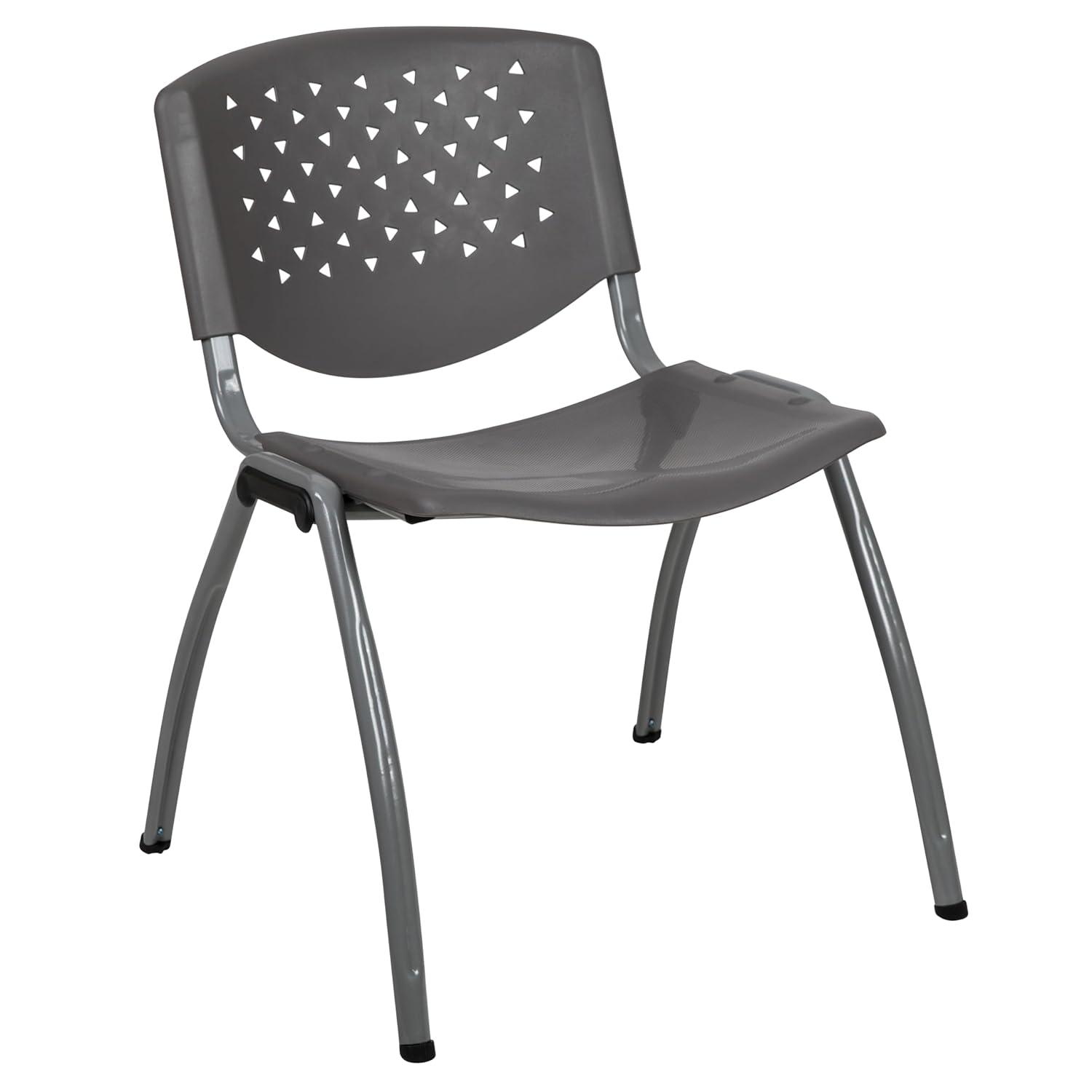 Flash Furniture Memphis 880 lb. Capacity Plastic Stack Chair with Powder Coated Frame