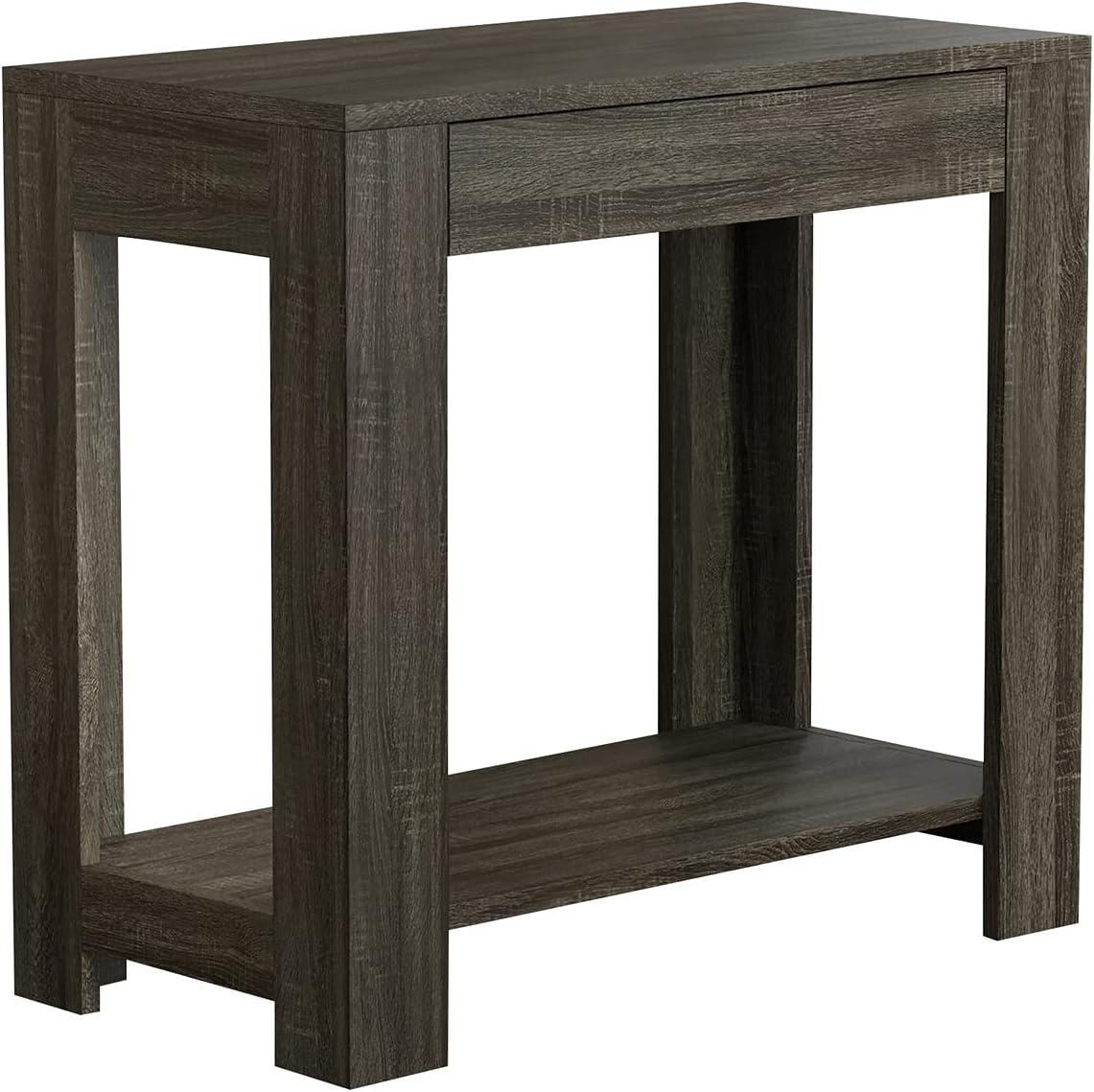 Sleek 24" Gray Wood and Metal End Table with Hidden Storage