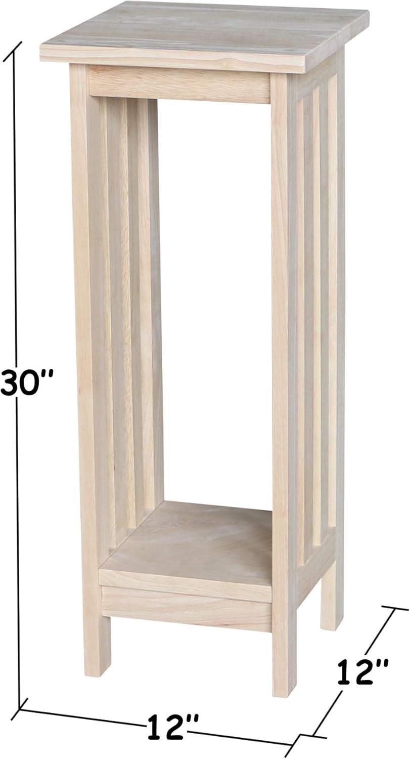 Mission Plant Stand Unfinished 30" - International Concepts: Hardwood Square Freestanding Indoor Holder