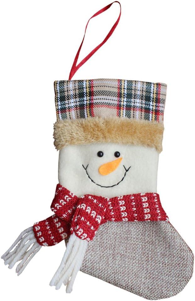 JOYFY 12 Pcs Mini Christmas Stockings 3D Bulk Xmas Stockings Santa Snowman Reindeer Burlap Stockings for Present Holders Treat Bags